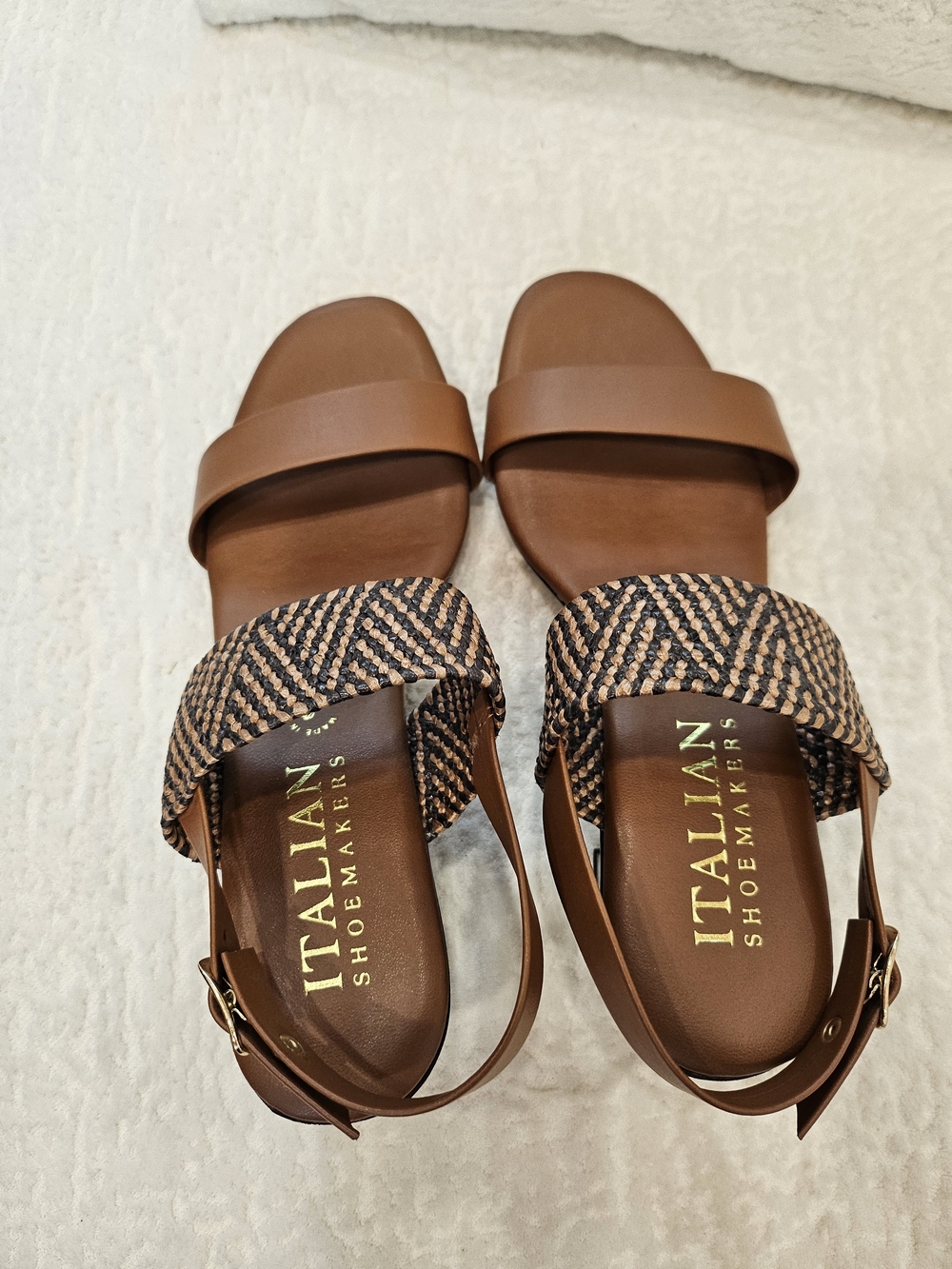 Italian Shoemakers Women's Brown Braided Strap Sandals